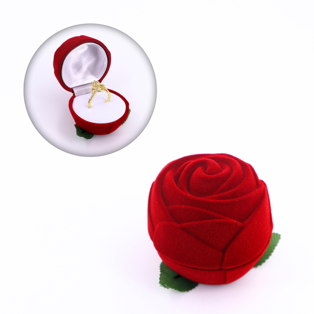 Flor Roja Caja de Lujo Anillo